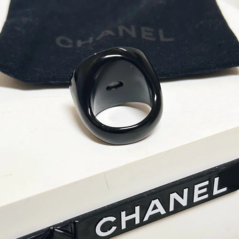 Authentic Chanel RARE Vintage 2003 Pink / Black Coco Chanel Acrylic Ring